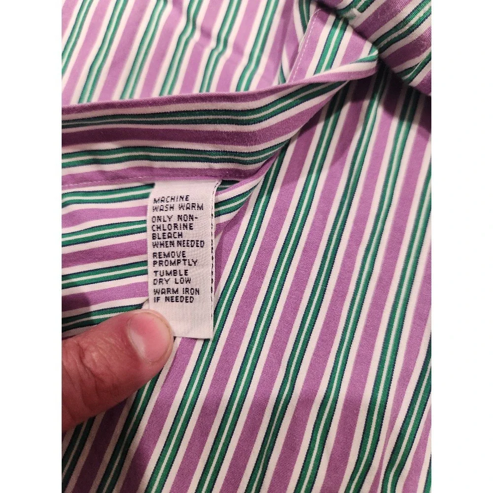 Polo Ralph Lauren Striped‎ Classic Fit Button Down Shirt Purple Green 15 1/2
